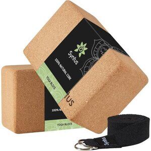 Yoga Block and Yoga Strap Set, 2 Soft Non-Slip Yoga Blocks 9×6×4 inches